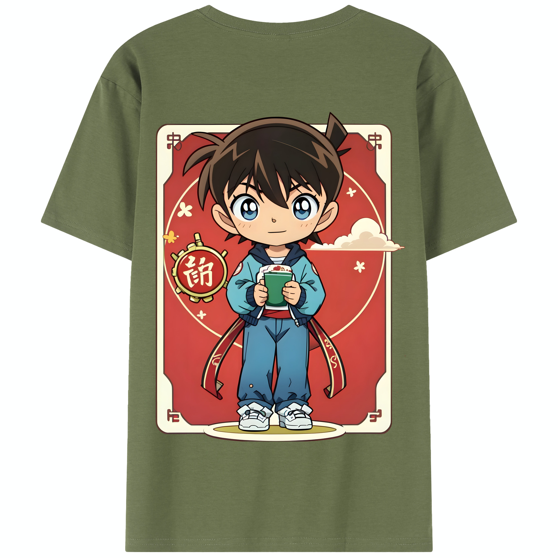 （画像用） 名探偵コナン 江戸川 コナン Detective Conan Conan Edogawa 綿100％半袖Tシャツ（背面プリント）